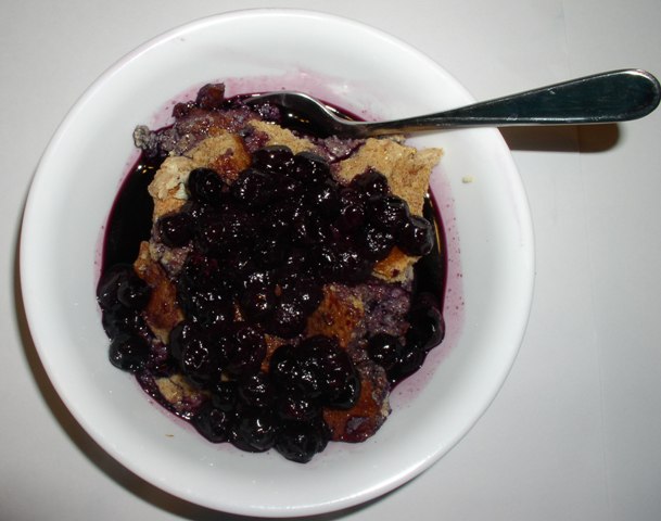 Healthy Cooking – Bread Pudding Topped with Blueberries
